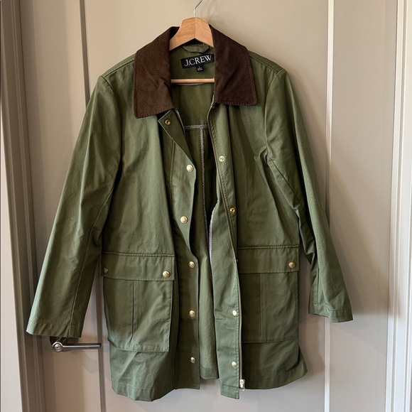 J. Crew Barn Coat with Dark Brown Collar - Picture 1 of 3